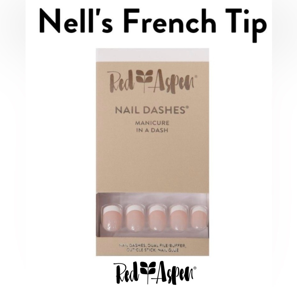 Red Aspen Nail Dashes Nell's French Tip Nail short square French b6n